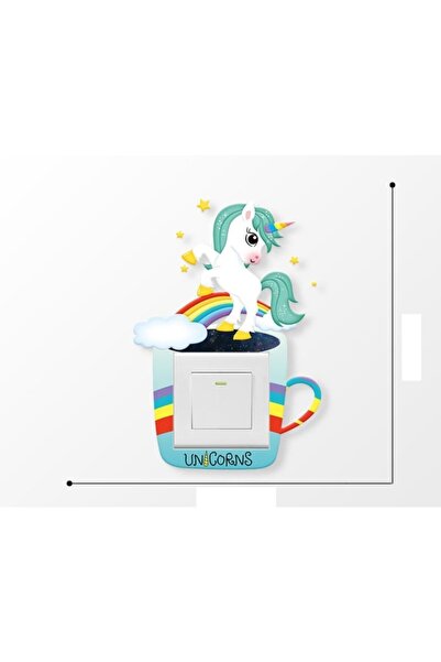 Dilekita Bebek/çocuk Odası Için Lamba Anahtarı Ve Priz Silikon Sticker - Unıcorn Gökkuşağı