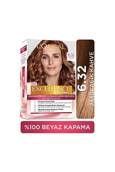L'Oreal Paris Excellence Creme Saç Boyası - 6.32 Altın Açık Kahve