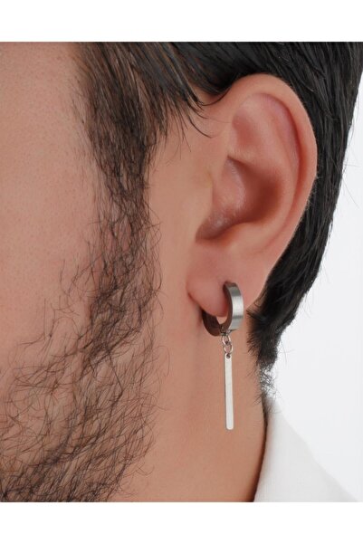 TakıConcept Deliksiz Sıkıştırmalı Sallantı Çelik Erkek Küpe