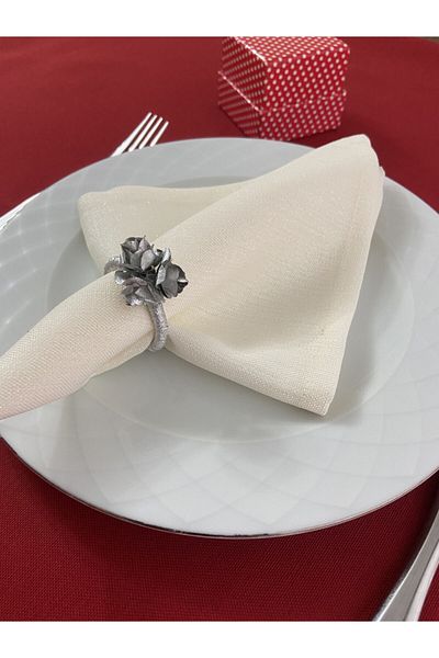 Zeren Home Σετ σερβιρίσματος σερβιρίσματος από ύφασμα χωρίς γκλίτερ σετ 6 τεμαχίων κρέμα
