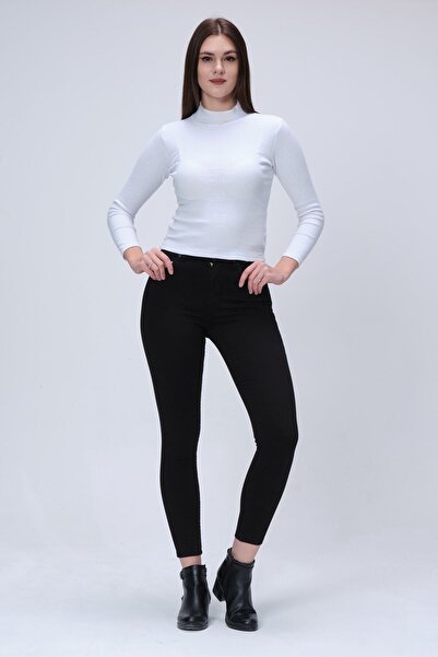 Ramrod Kadın Siyah Likralı Solmayan Yüksek Bel Skinny Pantolon (toparlayıcı)