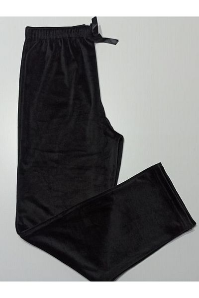 Made By me Pantaloni negri din catifea franceză de damă, potriviti pentru pantaloni de pijama