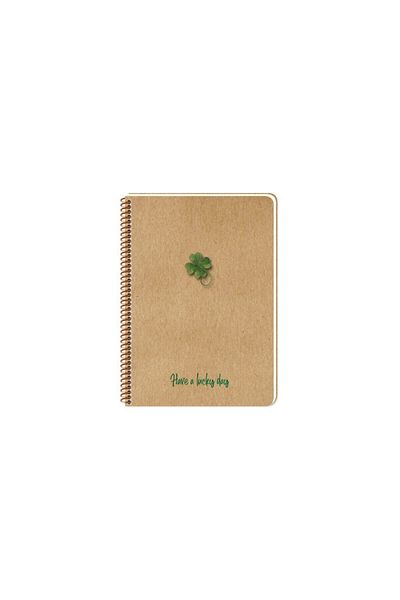 KESKİN COLOR Lucky A5 80 Sheets Dotted Spiraled Kraft Cover Ivory Paper Notebook