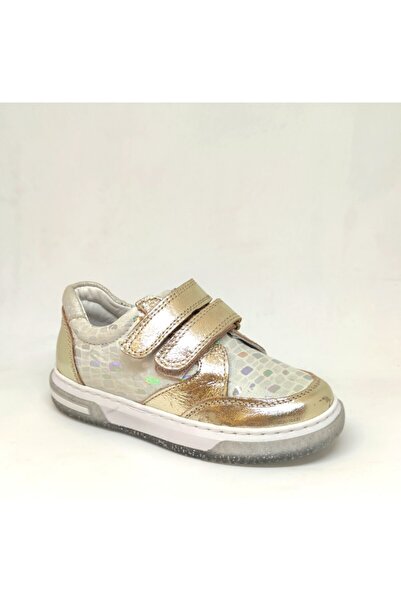 Papuccum Ortopedi Ортопедични спортни обувки за момичета от кожа със златен п...