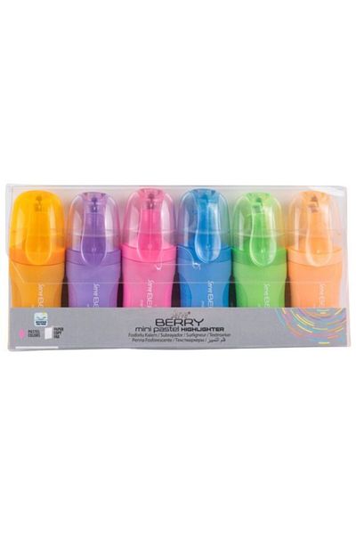 Serve Berry 6-Piece Mini Size Pastel Highlighter Set
