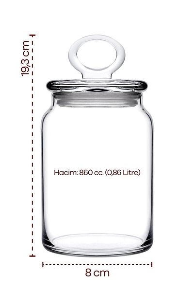 Paşabahçe Kitchen 4-Piece Slim Medium Jar Set with Glass Lid - 860cc Fma04365