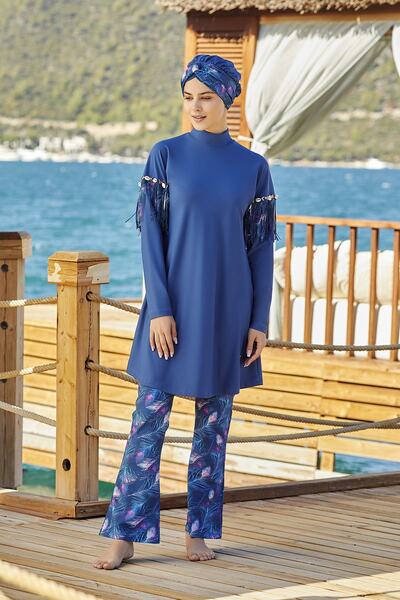 Adasea Жіночий темно-синій купальник з лікрами 4255