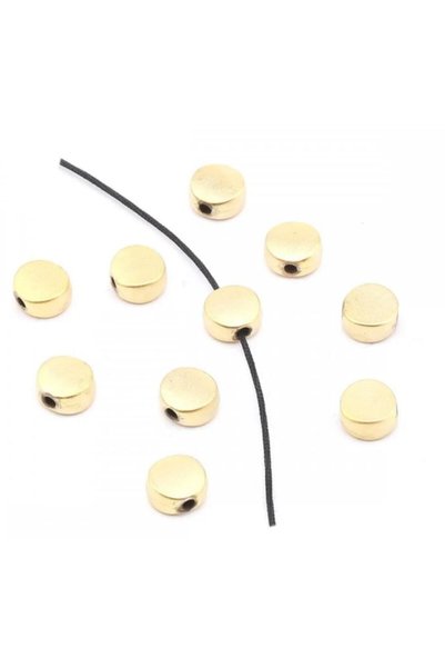 Lade 5 Pieces Gold Plated Flat Beads Bracelet Necklace Anklet End