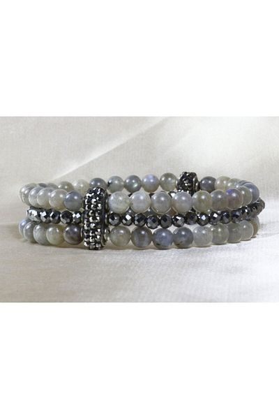 ILGIN DOĞAL TAŞ TAKI Labradorite Stone Bracelet / Hematite Stone Detail / Special Design Bracelet