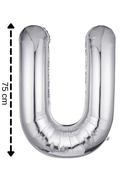ELGALA Foil Balloon Letter U Helium Balloon 32 Inch 75 Cm Silver Color