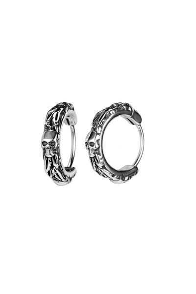 northstarshop Skull Vintage Snap-On Gothic Skull Ring 316l Men's Steel Earring