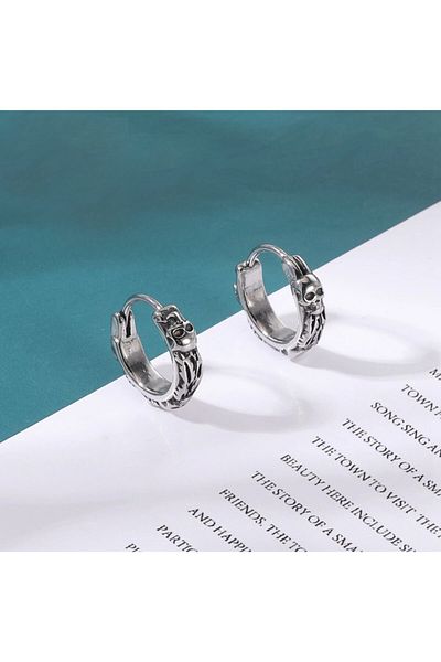 northstarshop Skull Vintage Snap-On Gothic Skull Ring 316l Men's Steel Earring