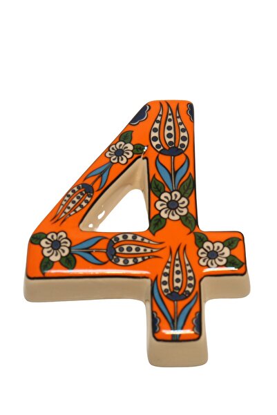 Yılmazel Numărul ușii din ceramică realizat manual, numerele ușilor Orange 4