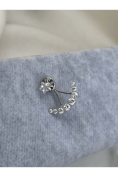 denizden silver Tekli Gümüş Yıldız Küpe