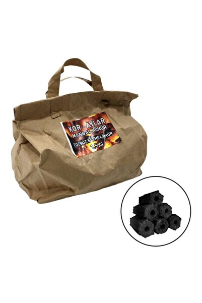 abnturk 3 Adet Kor-aylar Mangal Kömürü 1,5 Kg Tozsuz Eleme Kömür Barbekü Kömürü