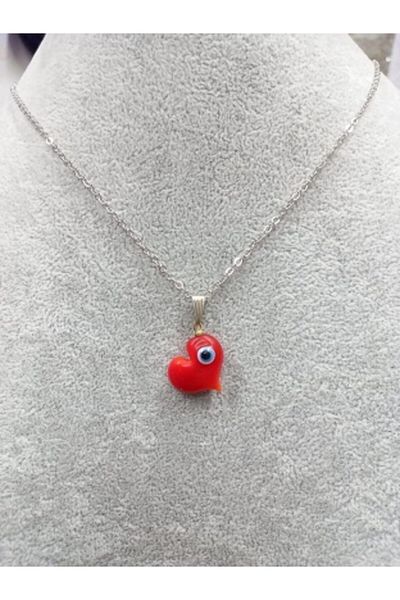 nazarboncuğu Evil Eye Beaded Heart Necklace