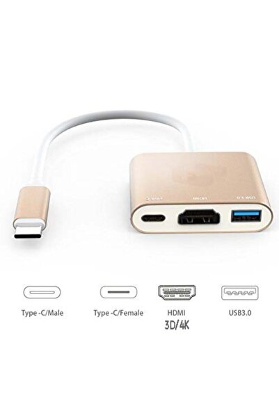 OEM Lineon Usb Type C To Hdmı + Usb 3.0 + Type C Çevirici Aparat