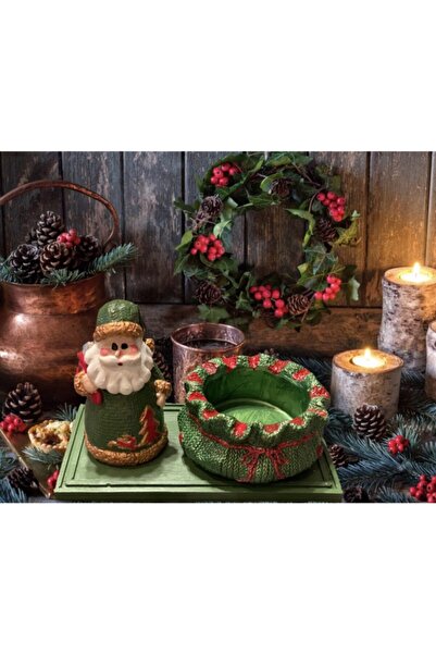 AlohamoraShop Dekoratif Yılbaşı Yeşil Noel Baba Sunum Seti