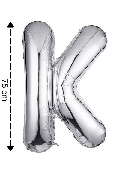 ELGALA Foil Balloon Letter K Helium Balloon 32 Inch 75 Cm Silver Color
