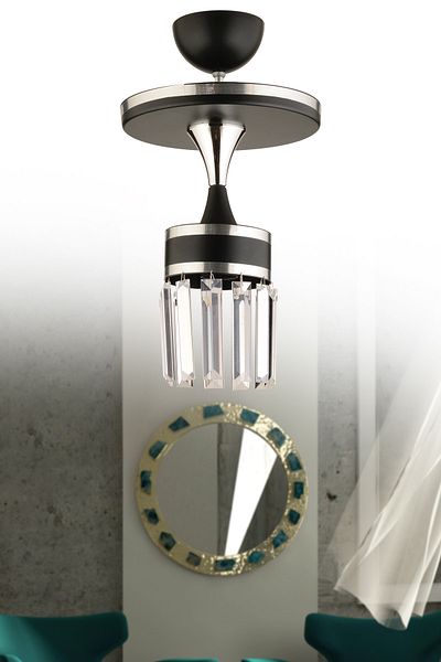 KUZEY AYDINLATMA Asli Tray Single Crystal Stone Black Chrome Gilt Modern Luxury Lighting