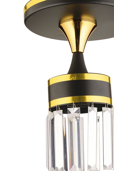 KUZEY AYDINLATMA Aslı Chandelier with Tray Black Yellow Crystal Stone Gilt Single Modern Luxury Lighting