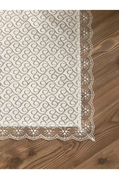 WENESSİ Knitted Patterned Thick Tulle French Lace Tablecloth 160*220