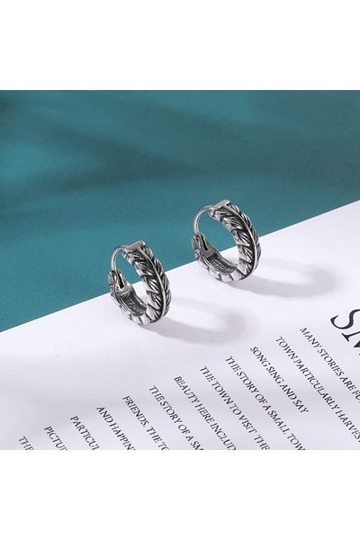 northstarshop Leaf Modern Style Ring Design Snap-on Biker 316l Men's Steel Earrings