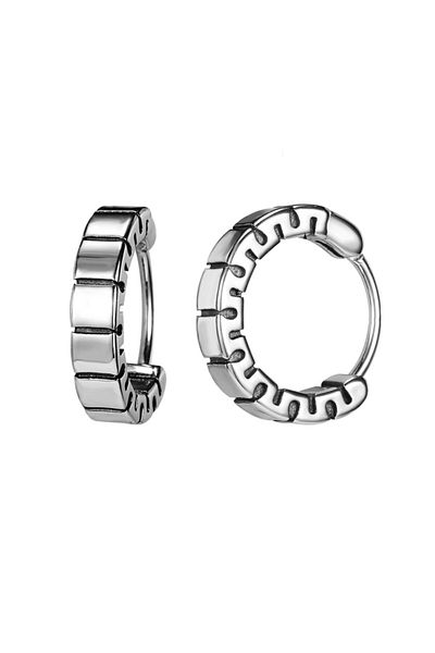 northstarshop Modern Design Square Striped Hoop Mounted 316L Men's Earrings