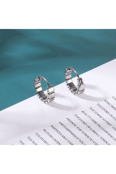 northstarshop Modern Design Square Striped Hoop Mounted 316L Men's Earrings
