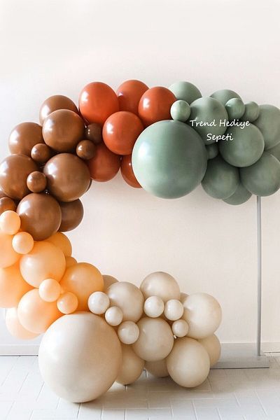 Trend Hediye Sepeti Retro Sea Sand - Milk Coffee - Caramel - Burnt Orange - Mold Green 100 Pieces Balloon Chain