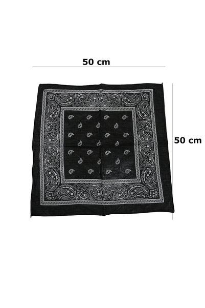 Globodepo Black Ethnic Patterned Bandana Soft Textured 50X50 cm