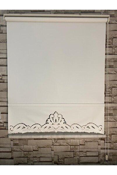 Dönmez Perde Nakış Işlemeli Stor Perde (saraylı Model- Krem Renk