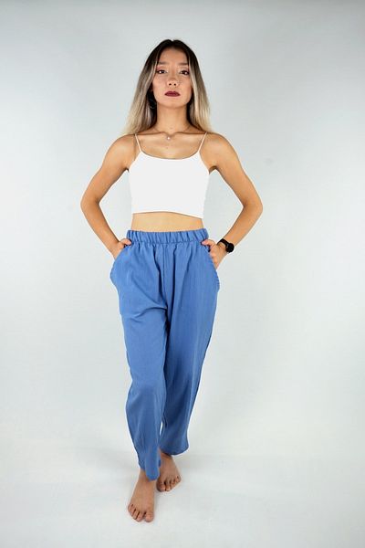 Botex Pantaloni confortabili din bumbac 100% in - Albastru