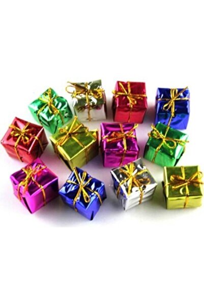 Happyland 12 Adet Mini Hediye Paketi Şeklinde Asmalı Çam Ağacı Süsleme Seti