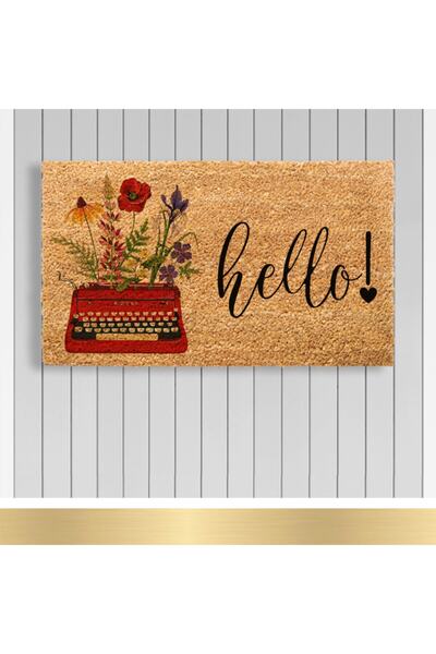 Paspashello , Design Koko Kapı Önü Paspas / Pvc Taban / Model; Çiçekli Daktilo