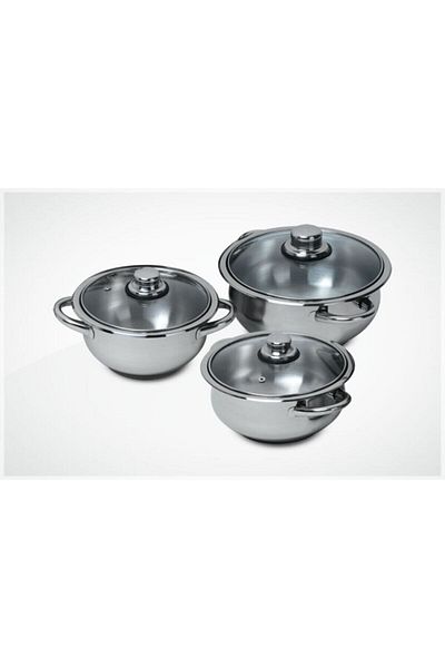 cenkticaret Gülsan Mercan 6 Piece Steel Pot Set Glass Lid