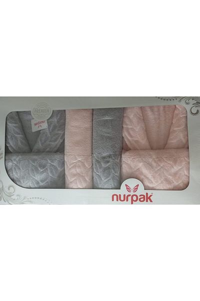 Nurpak Σετ Οικογενειακό Μπουρνούζι Anemek 8 τεμαχίων Jacquard Partial Velvet