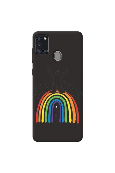 WANNA PROTECT Samsung A21 S Black Color Good Vibes Velvet Patterned Silicone ...