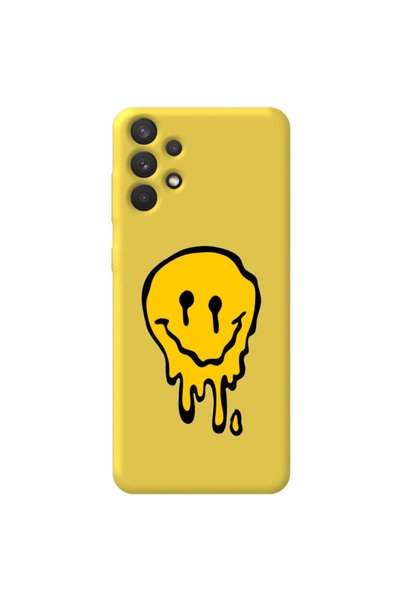WANNA PROTECT Samsung A32 Yellow Color Melting Emoji Velvet Patterned Silicon...