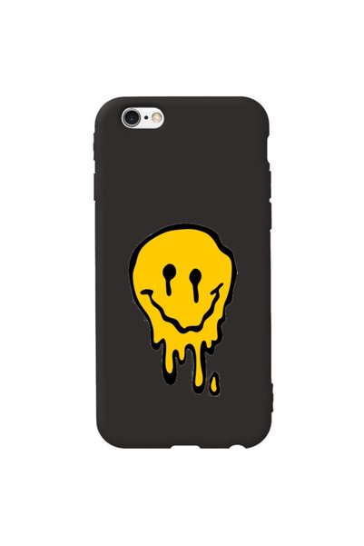 WANNA PROTECT iPhone 6S Plus Black Color Melting Emoji Velvet Patterned Silic...