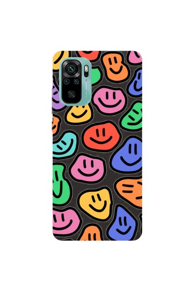 WANNA PROTECT Xiaomi Redmi Note 10 Black Color Smile Pattern Velvet Patterned...