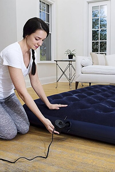 Binbirreyon Kral Boy Çift Kişilik Şişme Yatak Misafir Yatağı Elektrikli Pompalı 147x198x23cm Fd012-1