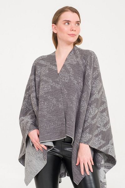 Miespiga Goose Feet Pattern Double Sided Knitwear Shawl Poncho