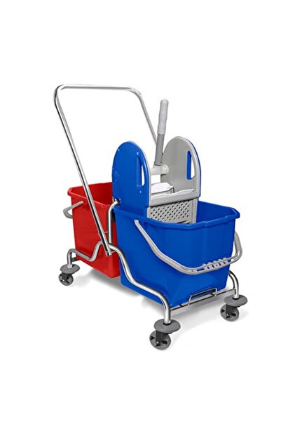 Safell Temizlik Arabası - Çift Kovalı Krom Full Temizlik Seti - Paspas Arabas...