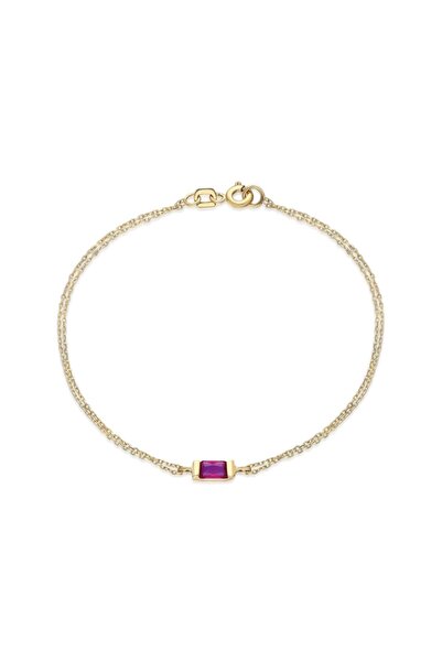 ASYA KUYUMCULUK Yakut Renkli 14 Ayar Altın Baget Bileklik 1,20 Gr