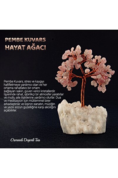 Genel Markalar Sertifikalı Pembe Kuvars Doğal Taş Ağacı, şık ve doğal enerjil...
