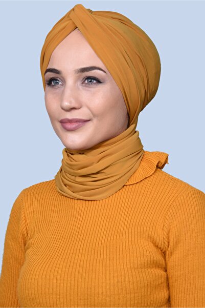 Nowa Scarf شال عقدة بونيه الخردل الأصفر