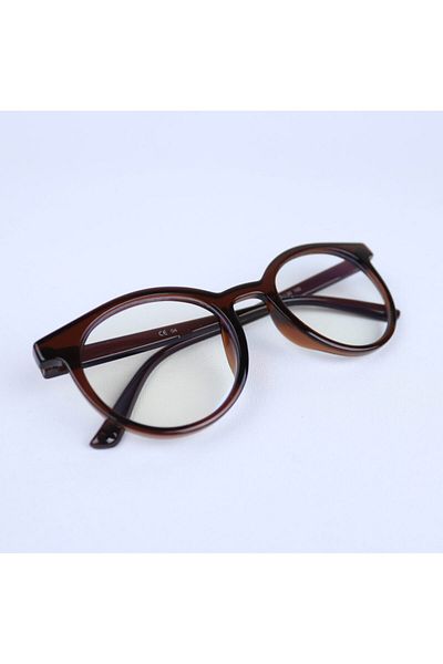 LOOKUP Lookup Brown Frame Transparent Glass Unisex Blue Block Blue Light Reading Glasses