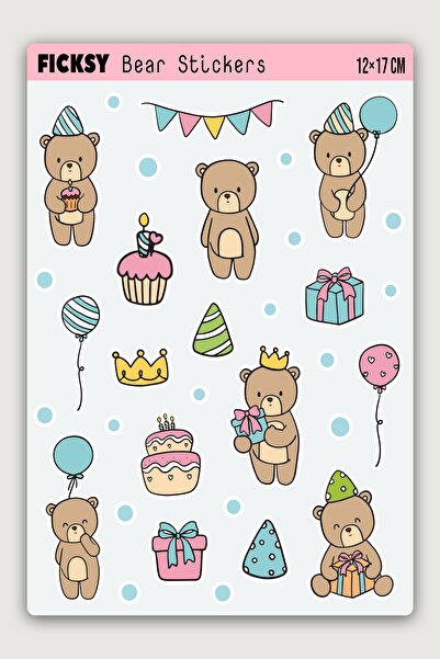 Ficksy مجموعة ملصقات على شكل دب تيدي بير لعيد الميلاد - 16 قطعة من ملصقات الم...