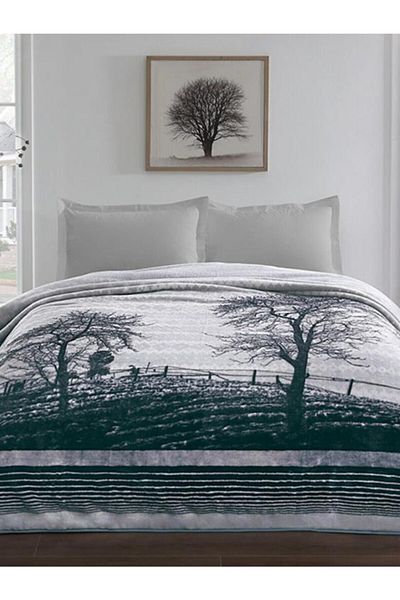 Özdilek Wood Gray Blanket Patterned Double Bedding - 220X240
